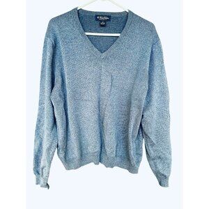 Brooks Brothers Merino Wool V-Neck Sweater M Blue Heather Classic Knit HK EUC